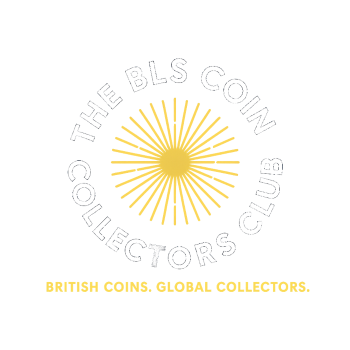 Starburst emblem with the words The BLS Coin Collectors Club encircling it and the phrase British Coins Global Collectors below, set against a clean background. The design conveys a sense of tradition and community.